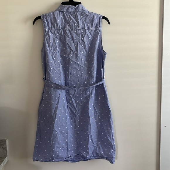 Tommy Hilfiger Classic Button Down Collared Sun Dress Sz 8 Blue Polka Dot White - Picture 6 of 12